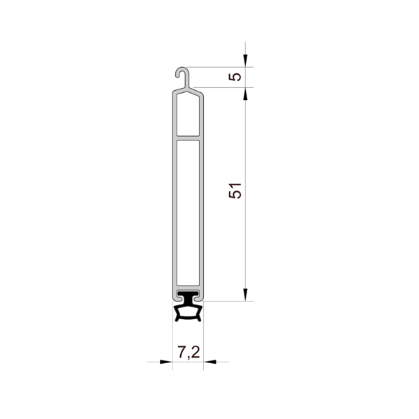 Aluminium onderlat met rubber dichting